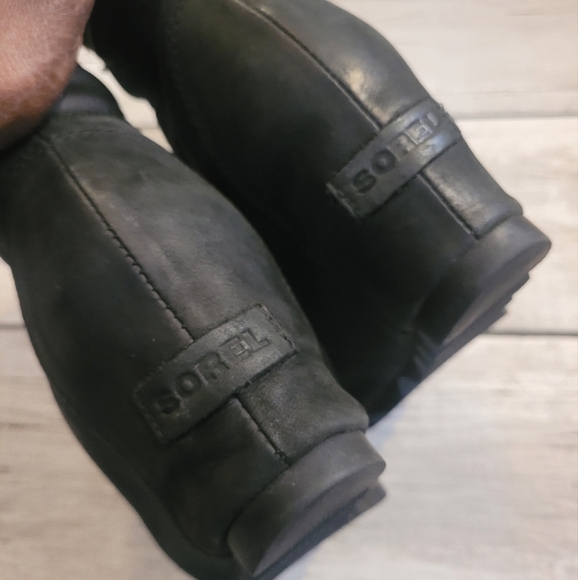 SOREL Women's 8 black Conquest hidden wedge ankle boots waterproof lace-up - Picture 13 of 14